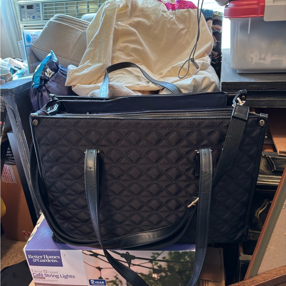 Elegant Black Quilted Tote Bag